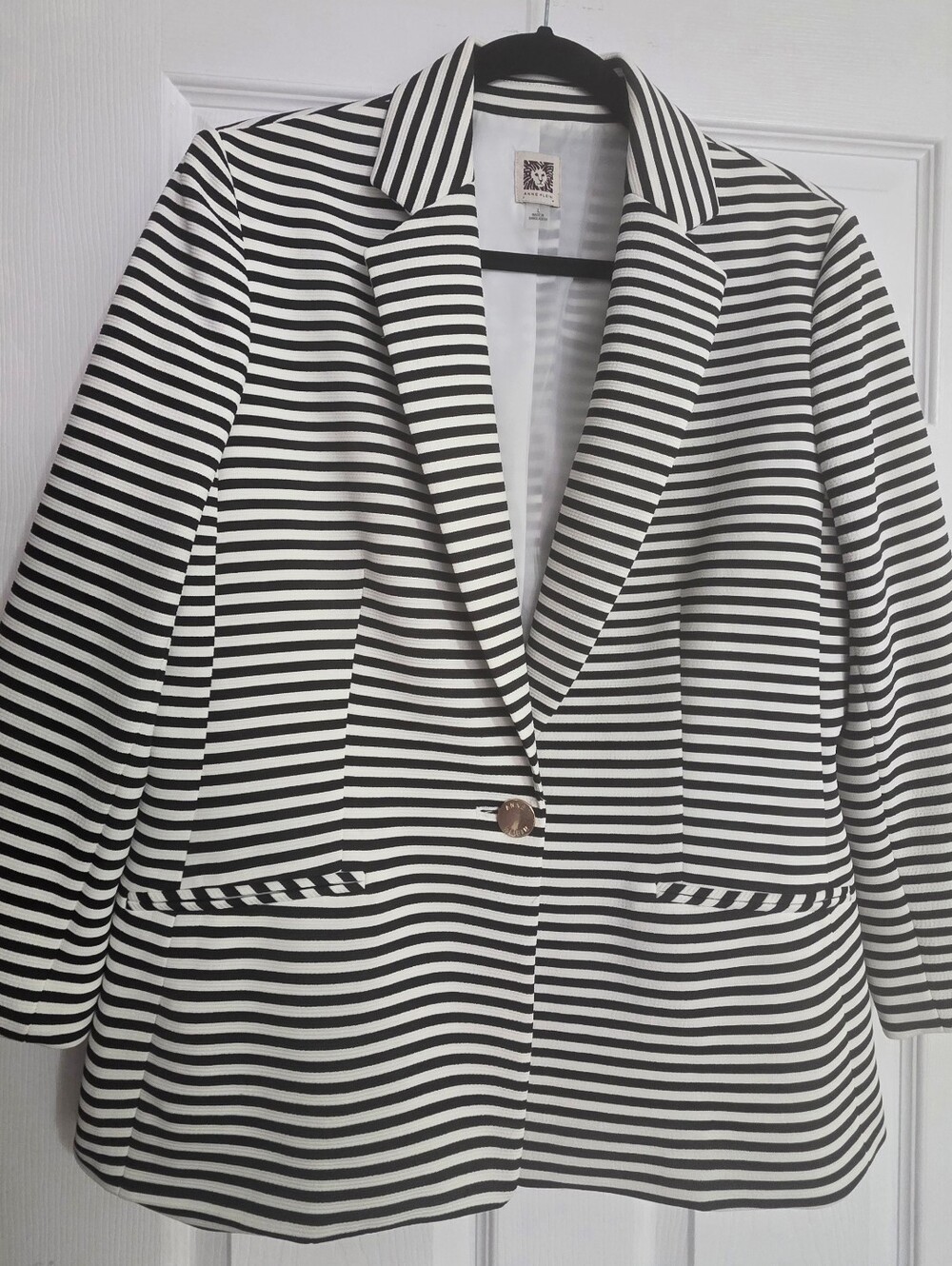 Anne Klein Black & White Striped Blazer